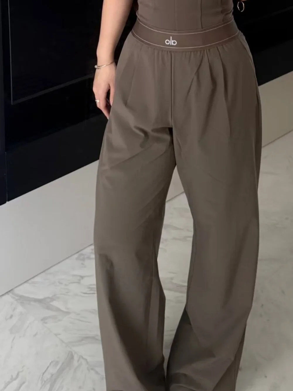 Espresso Brown Alo Yoga Suit Up Trouser(Regular)Wide Leg🦋Brand New
